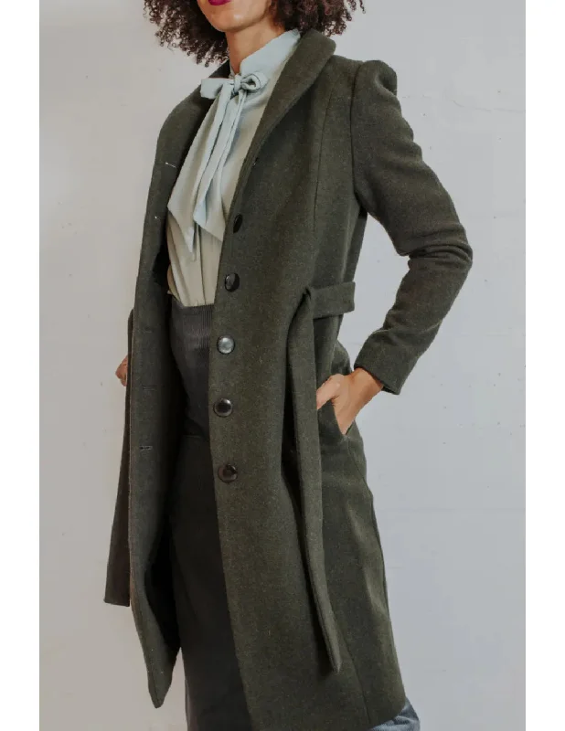 Mantel Wool Long Coat, grün