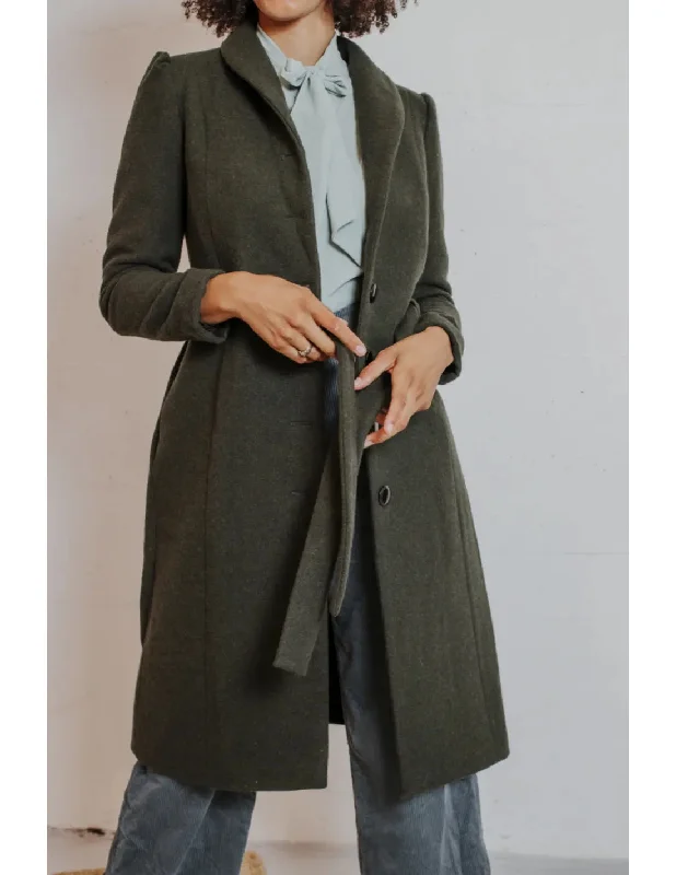 Mantel Wool Long Coat, grün