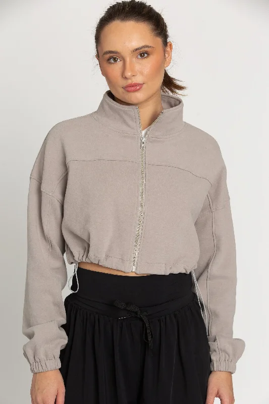 Misty Cinched Zip-Up Jacket