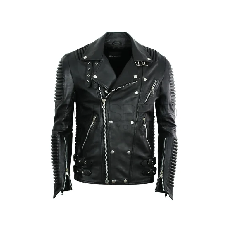 Leather Moto Jacket ( Black )