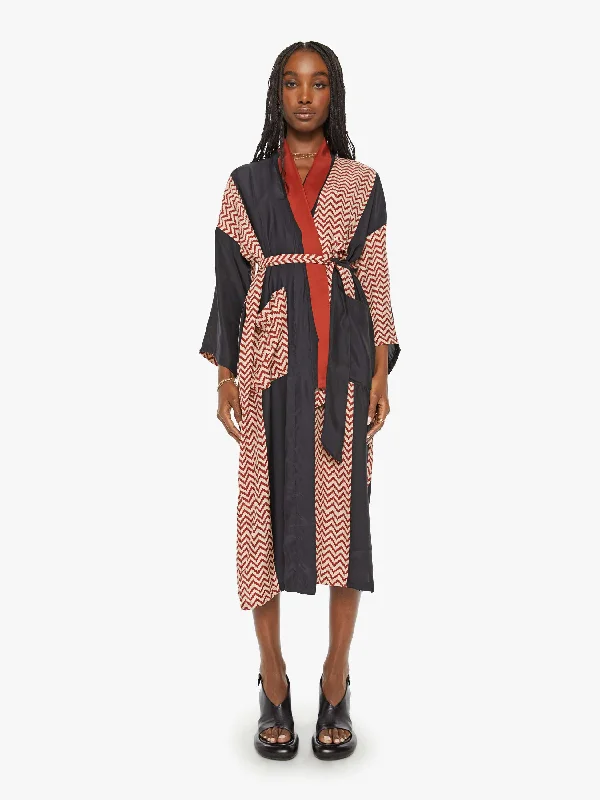 Natalie Martin Diane Robe - Block Zig Zag Print Noire