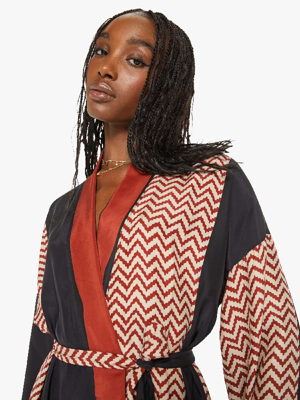 Natalie Martin Diane Robe - Block Zig Zag Print Noire