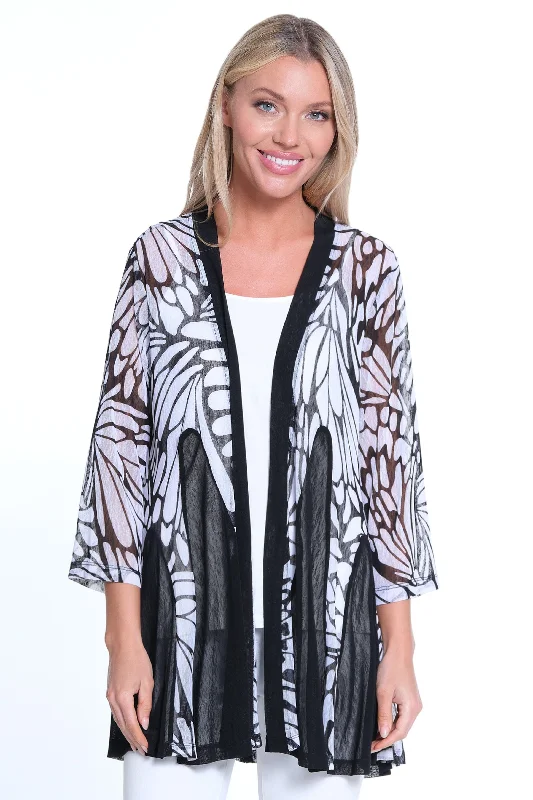 Open Front Kimono - Black/White