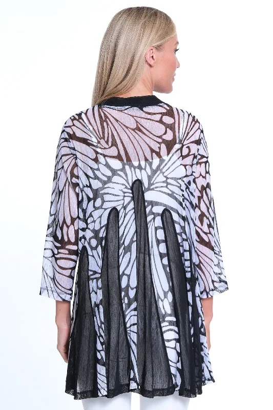 Open Front Kimono - Women's - Black/White