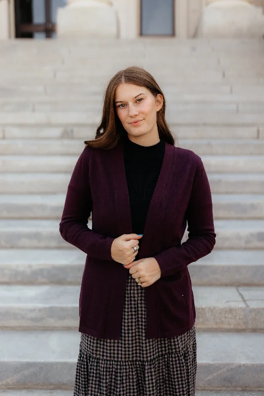 Open Front Cardigan Cabernet