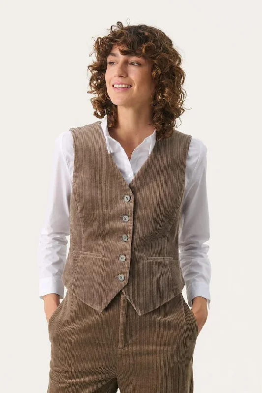 PART TWO LINKA WARM WAISTCOAT WALNUT