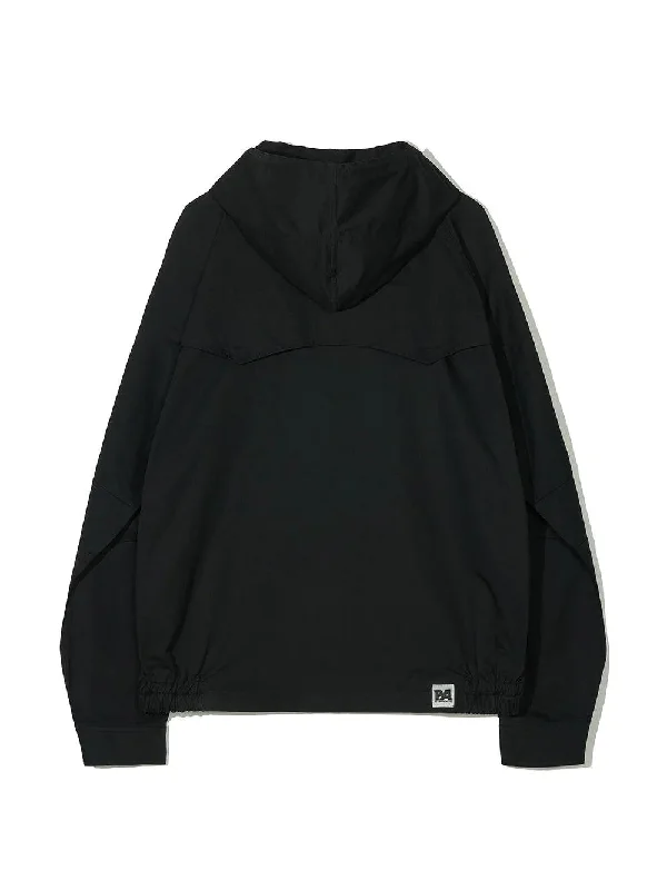 Partimento Cotton Hoodie Jacket - Black