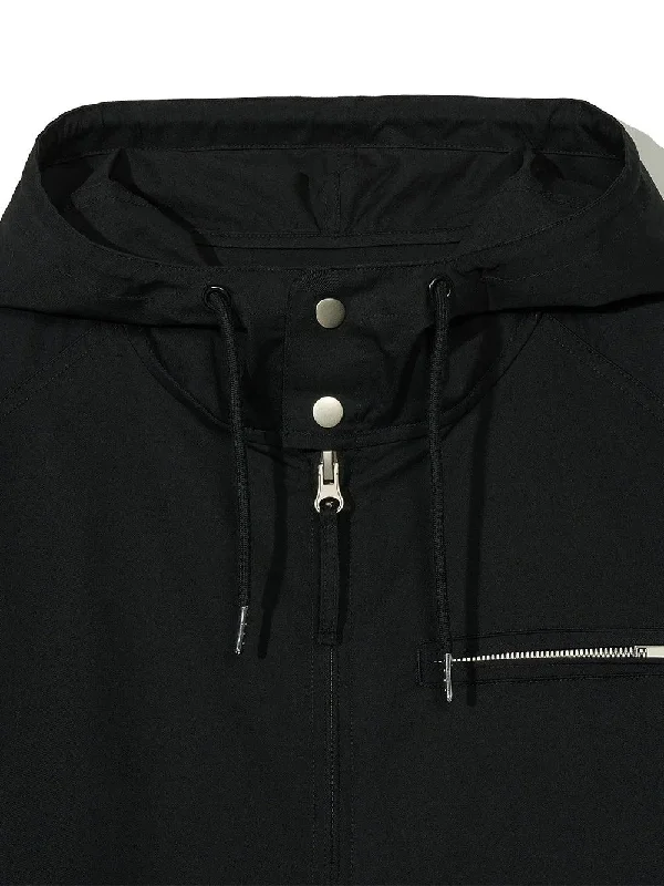 Partimento Cotton Hoodie Jacket - Black