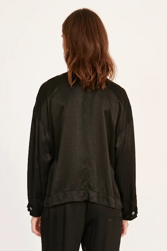 Pebble Satin Black Fountain Jacket