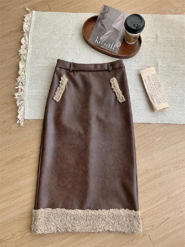 Brown / Midi Skirt / S