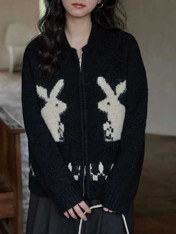 Rabbit Knitted Zip Cardigan