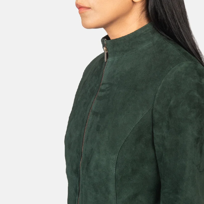 Rumella Green Suede Biker Jacket