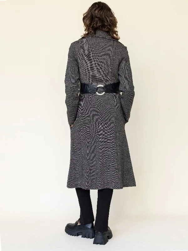 Fit and Flare Coat with Leather Corset Trim