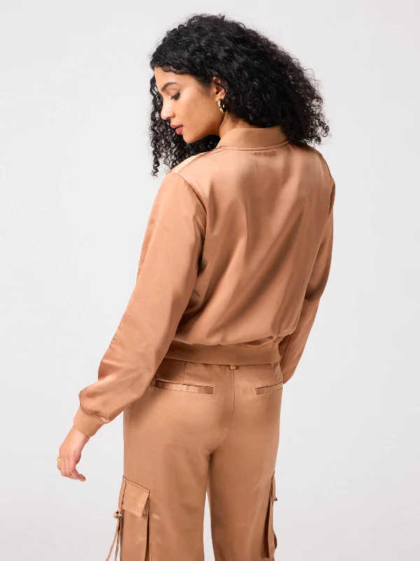 Silky Utility Bomber Jacket Mocha Mousse