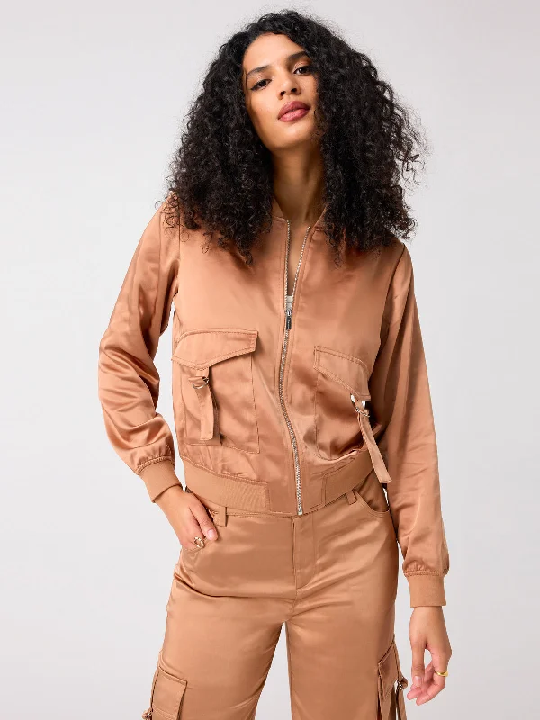 Silky Utility Bomber Jacket Mocha Mousse