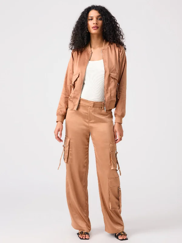 Silky Utility Bomber Jacket Mocha Mousse