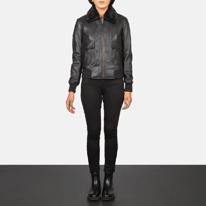 Stella G-1 Black Leather Bomber Jacket