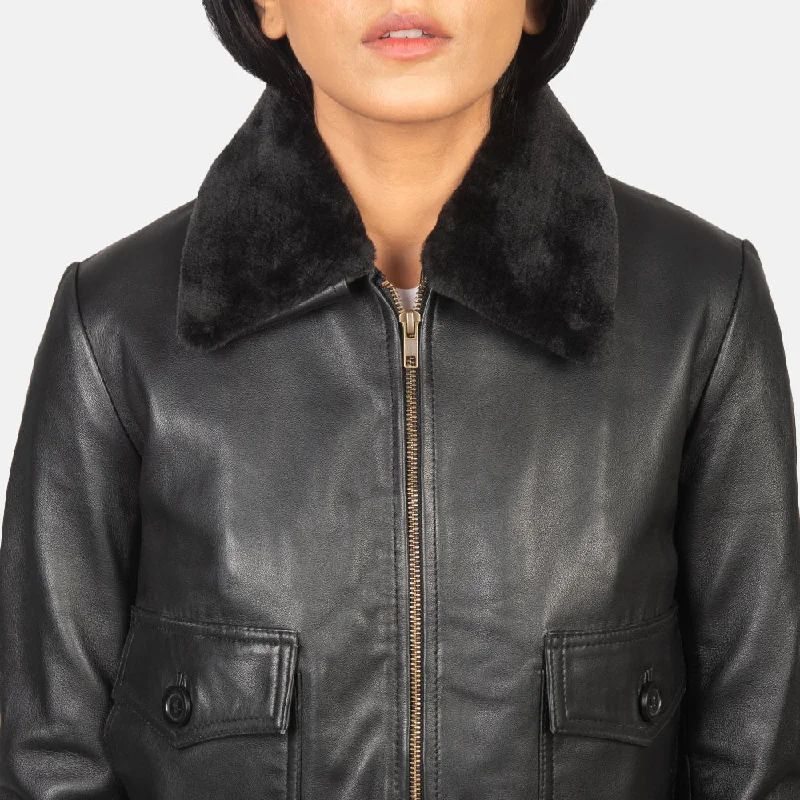 Stella G-1 Black Leather Bomber Jacket