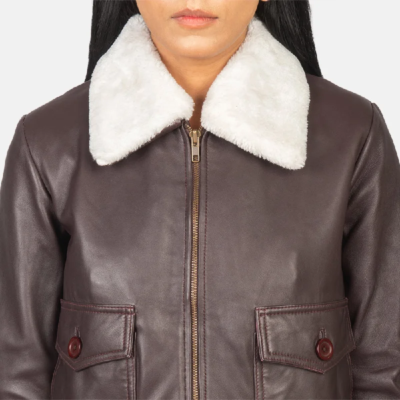 Stella G-1 Maroon Leather Bomber Jacket