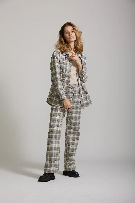 Stella Shacket - Grey Plaid print