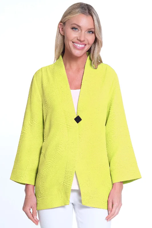 Textured Single Button Front Jacket - Women's - Citron