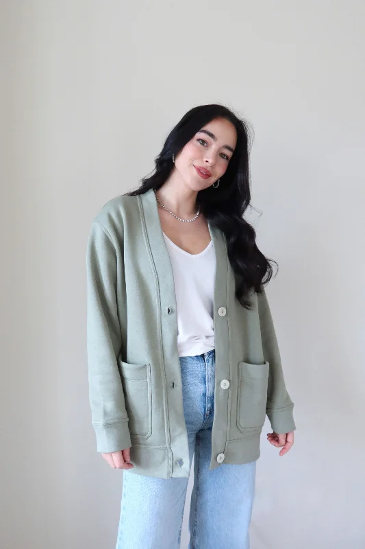 ""The Marian"" - Boyfriend Fit Cardigan (Pistachio)