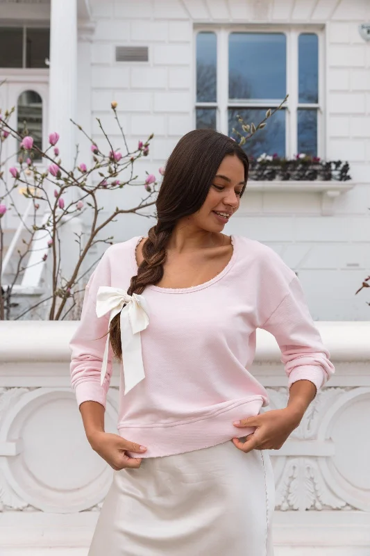 ""The Victoria"" - Bow Neck Detail Sweatshirt (Pink)