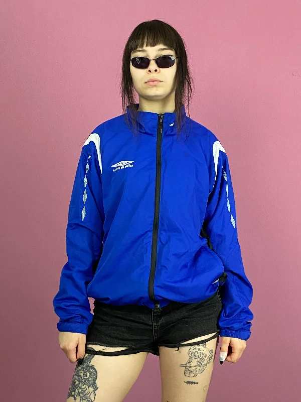 Umbro Vintage Women's Windbreaker Jacket - XXL Blue Polyester