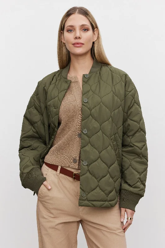 VELVET BY GRAHAM & SPENCER CARIE QUILTED JACKET - ARMY