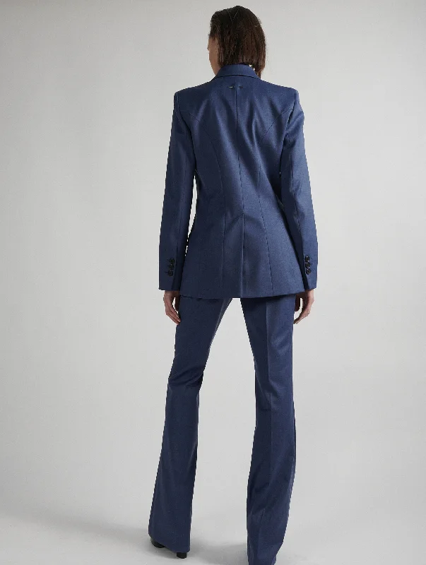 Veste cintrée en gabardine de laine stretch bleue