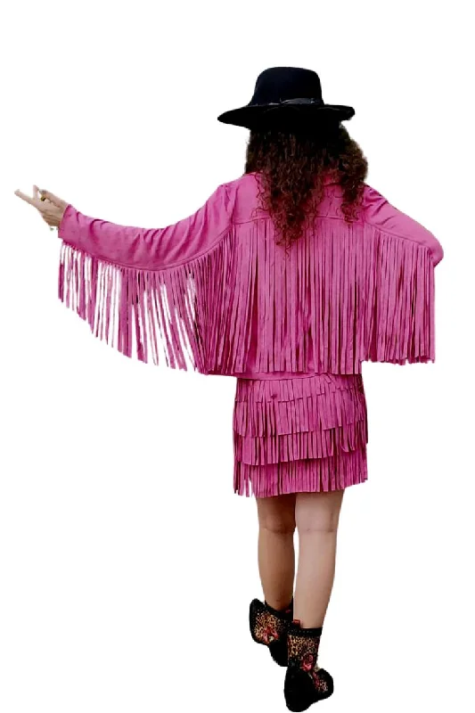 WAY Magenta Fringe Jacket