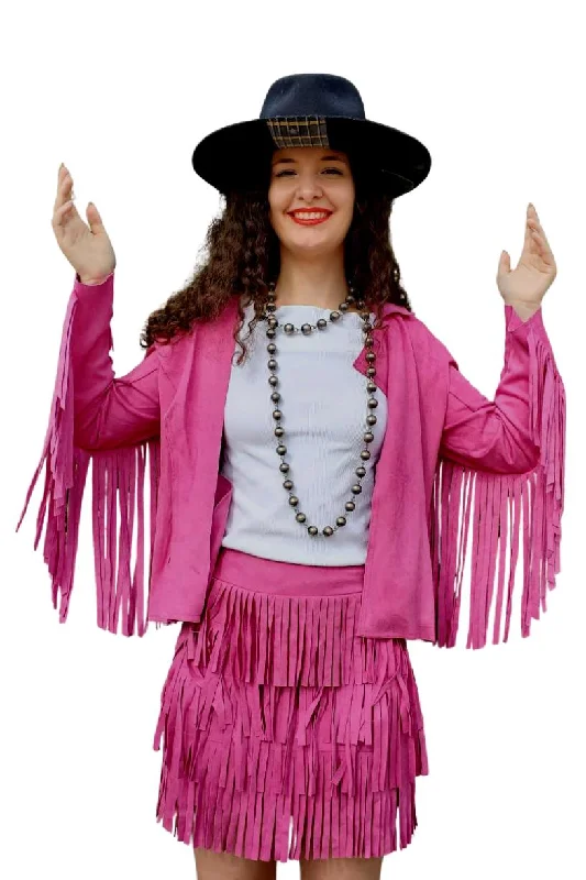 WAY Magenta Fringe Jacket