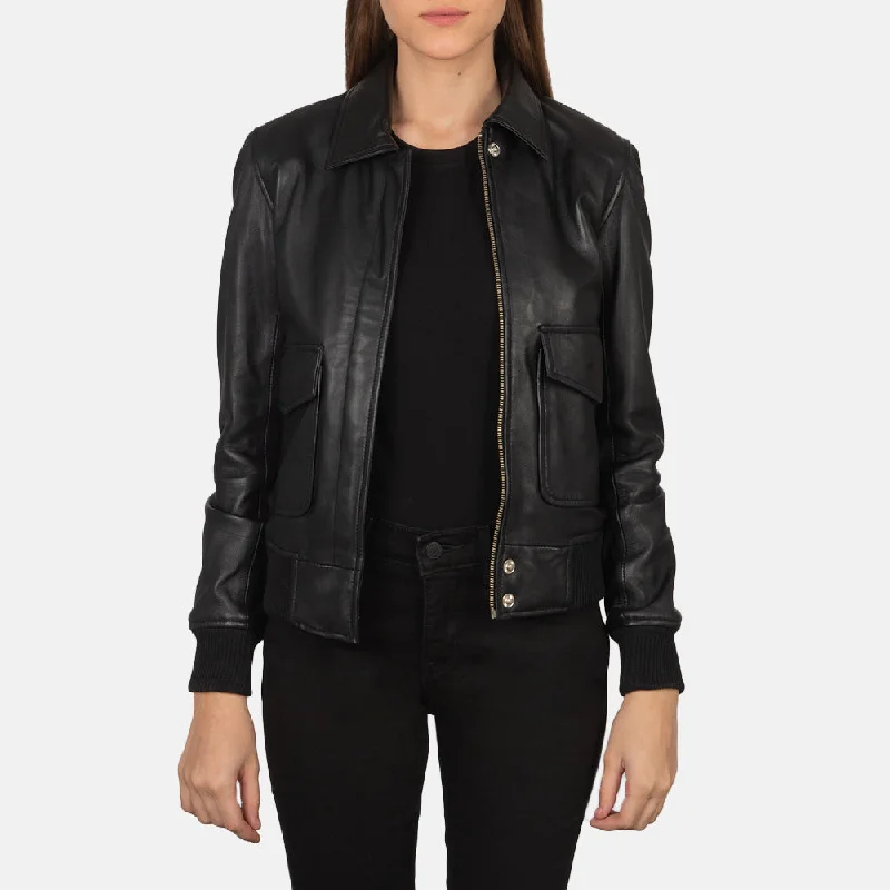 Westa A-2 Black Leather Bomber Jacket