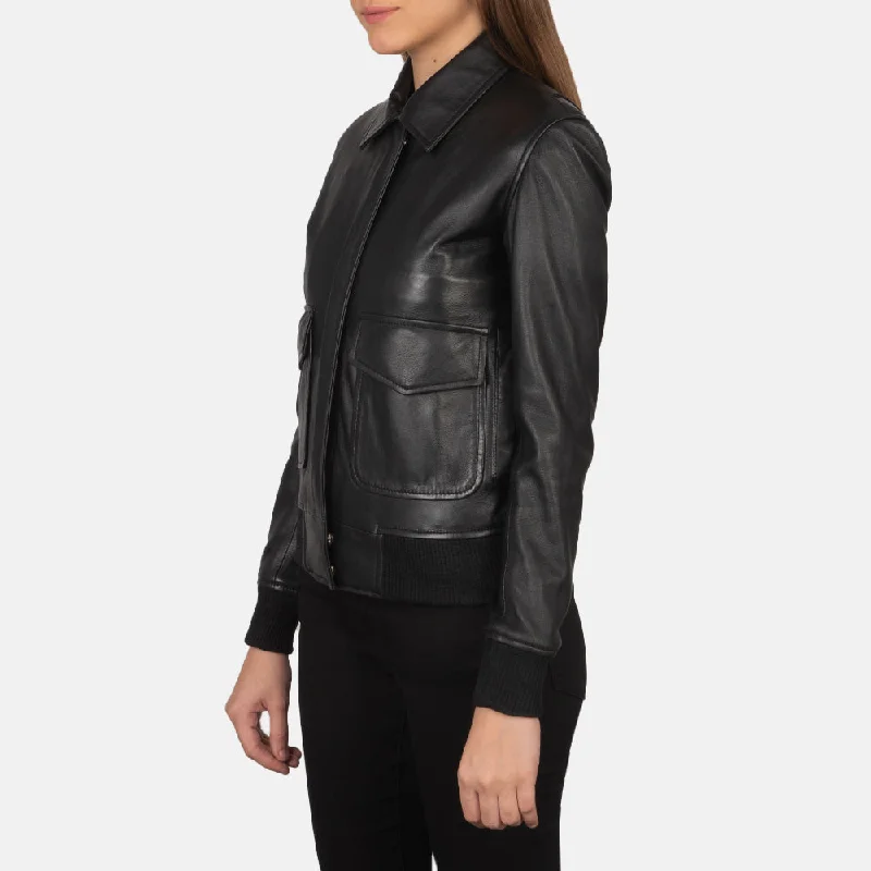 Westa A-2 Black Leather Bomber Jacket