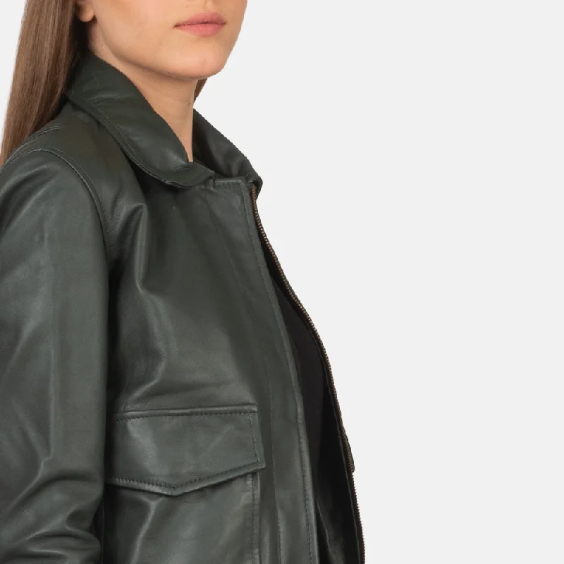 Westa A-2 Green Leather Bomber Jacket