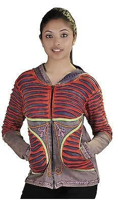 womens-multicolored-stone-washed-cotton-cardigan-with-attach-hood-1