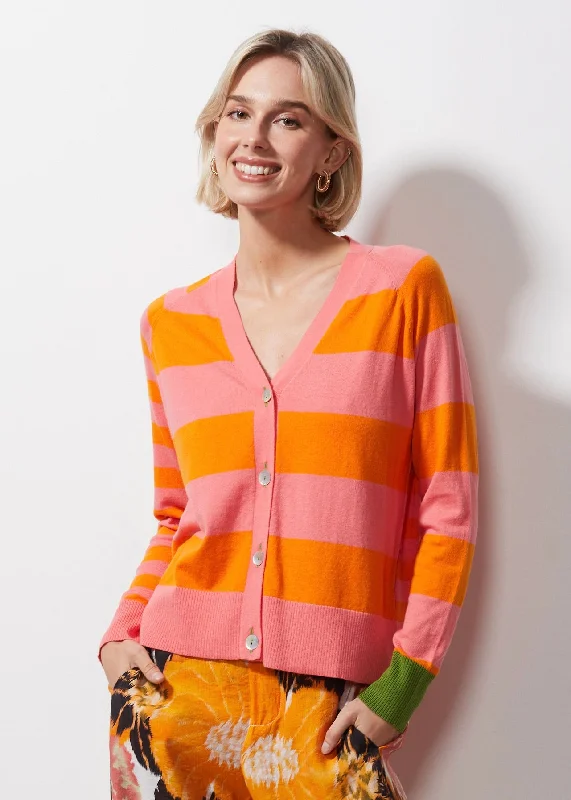 Zaket & Plover - Multi Stripe Cardi - Flamingo