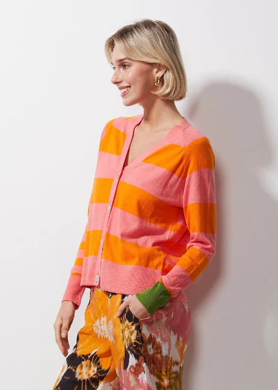 Zaket & Plover - Multi Stripe Cardi - Flamingo