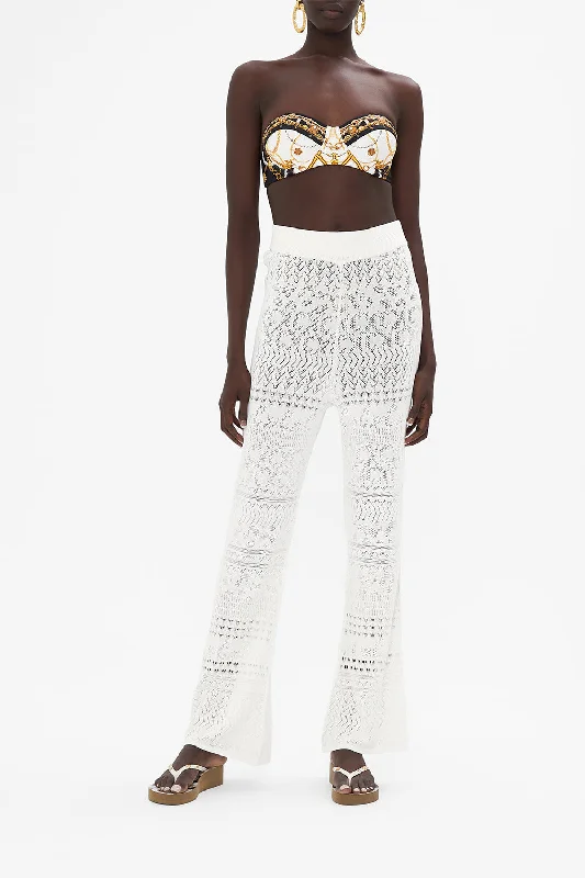 FLARED POINTELLE KNIT PANT SEA CHARM Lace unclassified dresses