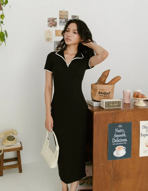 Joan Polo Contrast Trim Dress in Black Vintage unclassified dresses